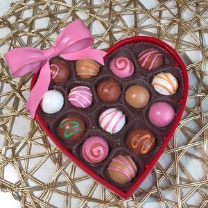 Heart-Shaped Chocolate Box with Pink Bow